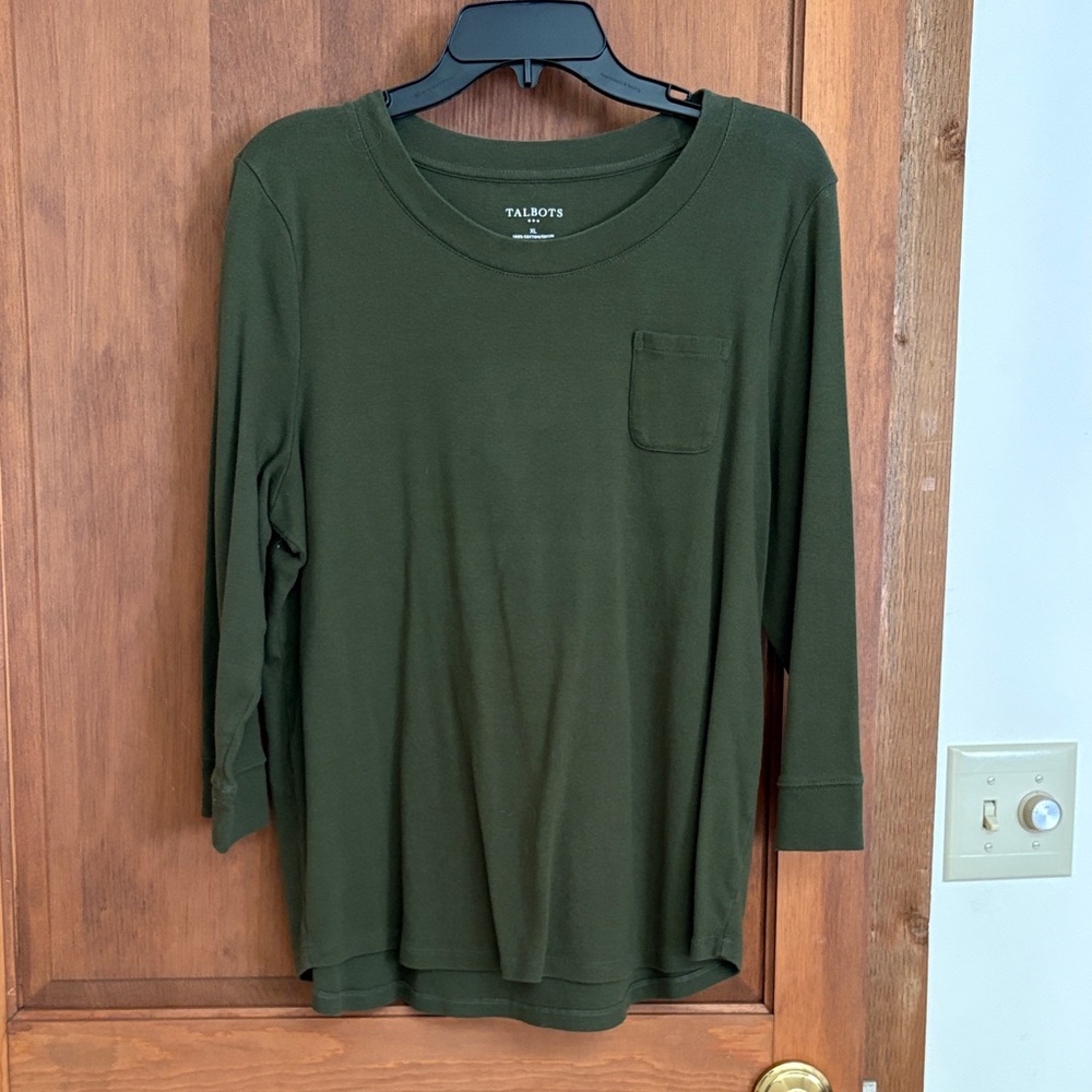 Talbots Women's Dark Green Long Sleeve Tee